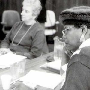 Maya Angelou and Margherita Guidacci participate in the Neustadt Prize deliberations.