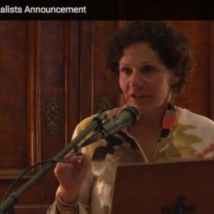 Kathy Neustadt announcing the 2016 Neustadt Prize finalists